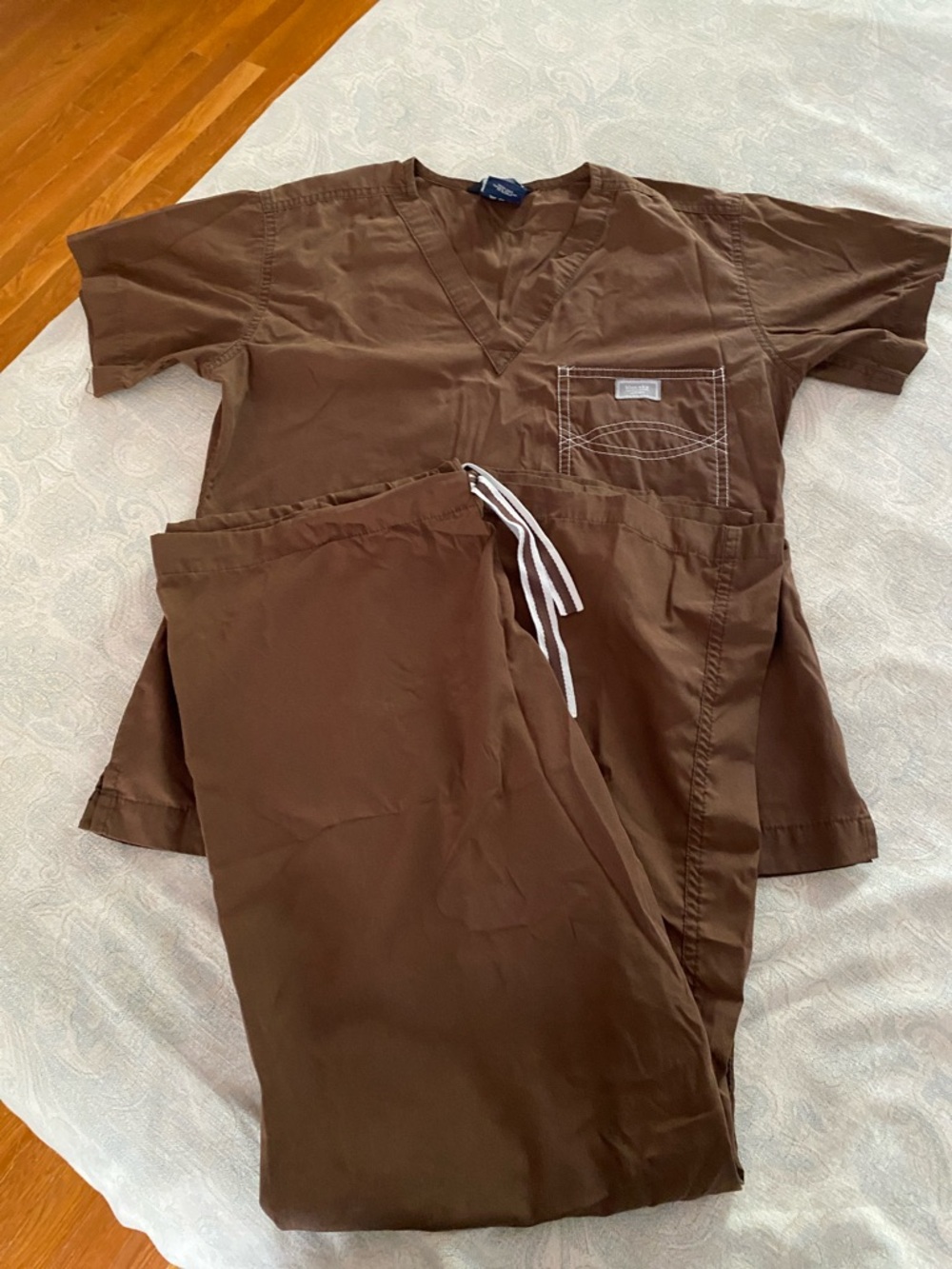 Blue Sky Brown Medical Scrub Top and pants set